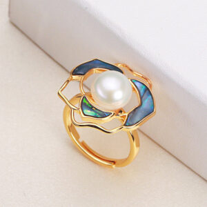 Mountain Lake Real Pearl Camellia Ring
