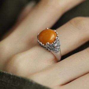 Natural Beeswax Xiangyun S925 Silver Ring