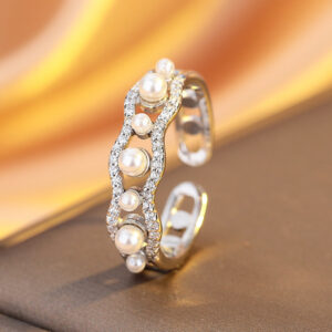 Irregular French-Style Artificial Pearl Ring